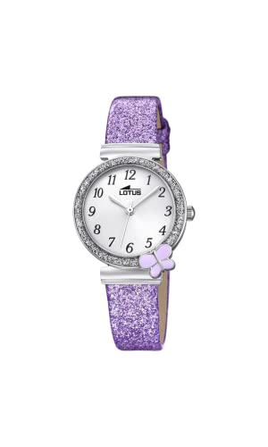 Reloj Lotus niña analógico con cristal mineral de alta resistencia y cuero morado clásico