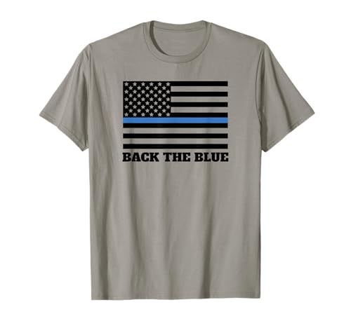 Back the Blue Police Support Thin Blue Line American Flag T-Shirt for Women Men