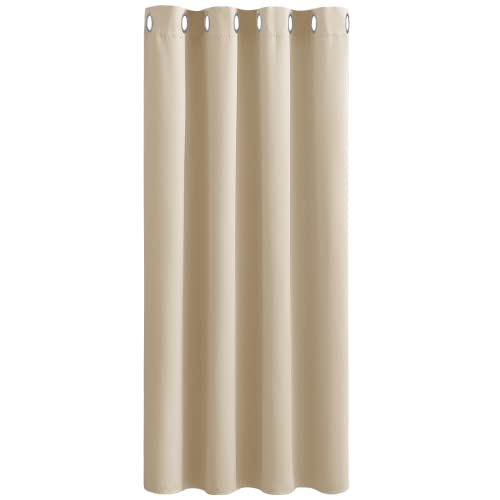 PONY DANCE Rideau Occultant - Rideaux Beige Isolation Thermique Anti Froid avec Oeillets Tissu Solid Lourd pour Chambre, Largeur 132 sur Hauteur 158 cm, 1 Panneau, Jaune Beige