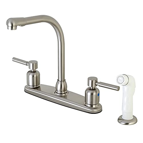 Kingston Brass FB718DL Concord 8-Inch Center Set High Arch Kit Faucet with Plastic Sprayer, Brushed Nickel