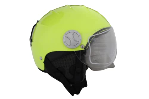 Scotland Casco Demi-Jet de policarbonato homologado Esquí, Amarillo neón, talla L - imagen 4