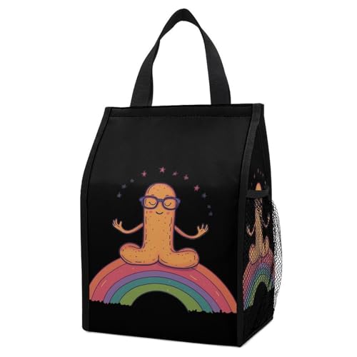 Funny Penis Insulated Lunch Bags for Men Women Tote Bag Portable Lunchbox with Side Pockets