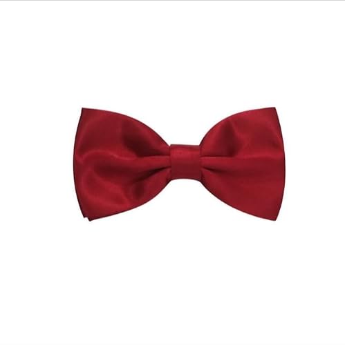 Red Satin Bow Tie, Pre-Tied, Solid Colour