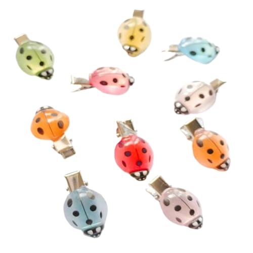 Ladybug Clips - 10 Piece Luminous Cute Clamp Set for Styling, Durable Decorative Design with Fun Vibrant Colors, Hair Accessorie