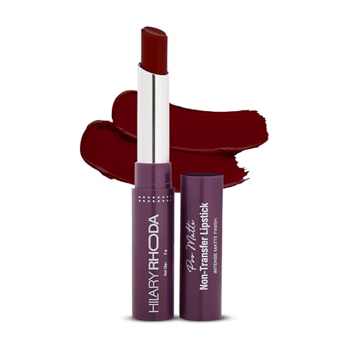 Image of Hilary Rhoda Pro Matte Non-Transfer Lipstick | Waterproof & Smudge-Proof | 12-Hour Long Stay | 24 Shades Available | Highly Pigmented Matte Finish Lipstick | 2g - (Maroon | Shade 19)