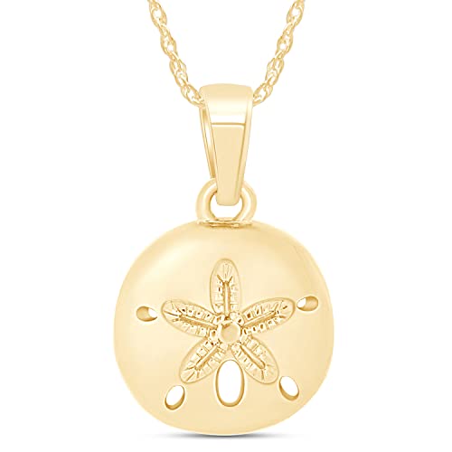 AFFY Sand Dollar Pendant Necklace for Women, 14K Gold Over Sterling Silver Ocean Beach Jewelry with 18
