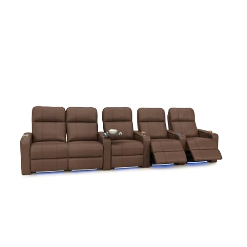 Image of Seatcraft Monterey Home Theater Seating Tobacco Row of 5 Left Loveseat