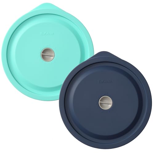 Replacement Lids for Pyrex 7402-PC 7 Cup, Silicone Round Storage Cover Lid for Anchor Hocking Glass Bowl 2 Pack with Date Mark