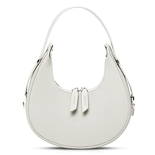 Underarm Bag, Leather Shoulder Bag, Vegan Handbags for Women Travel, Work, Vacation(White)