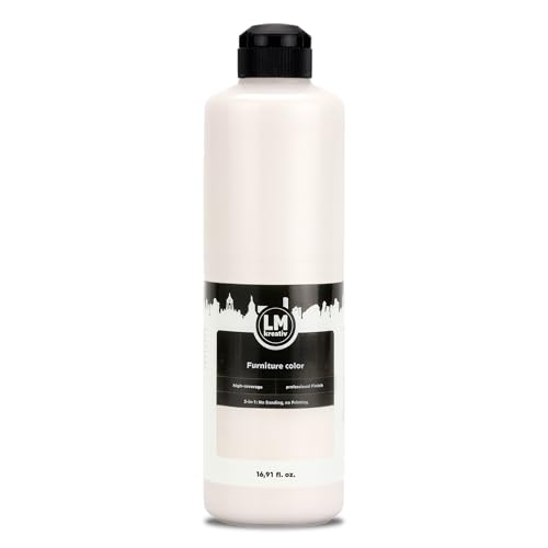 LM-Kreativ Colore per mobili, 500 ml, bianco, vernice per mobili ad alta copertura, per interni ed esterni, colore per mobili senza fiocchi, colore per cucina/fronte cucina, inodore e rispettoso