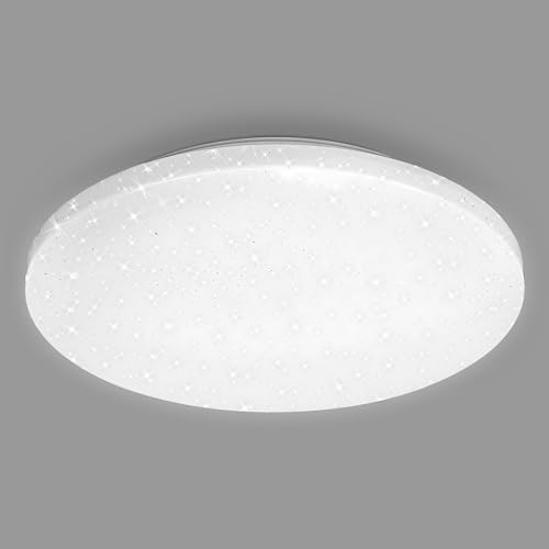 BRILONER - Plafoniera LED con decoro a stella, plafoniera LED bagno IP44, decoro traforato, luce bianca neutra, Ø340 mm, bianco