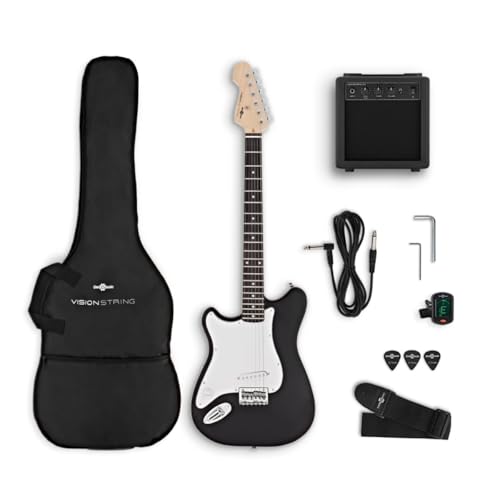 VISIONSTRING Left Handed Electric Guitarra and Amp Starter Kit 4/4 Full Size Guitarra para principiantes Negro