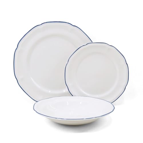 DIMENSIONI - Il set piatti 18 pezzi include: 6 piatti piani da 27 cm, 6 piatti dessert da 21 cm, 6 piatti fondi da 22 cm, perfettamente proporzionati per soddisfare le esigenze di ogni pasto
