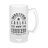 Jarra de cerveza personalizada cristal 500 ml | con foto, nombre o dedicatoria | regalo original (Maestro cervecero)