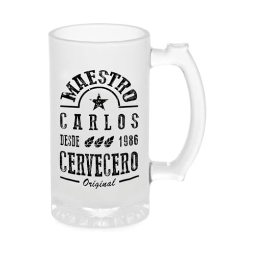 Jarra de cerveza personalizada cristal 500 ml | con foto, nombre o dedicatoria | regalo original (Maestro cervecero)