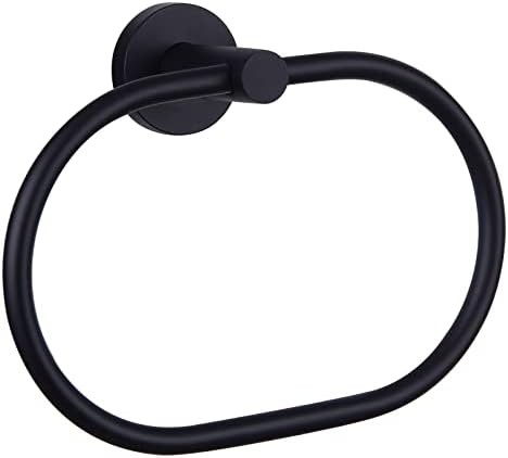 Matte Black Towel Ring, APLusee Stainless Steel Swivel Hand Towel Holder, Modern Kitchen Bathroom Accessories Home Drying Storage Rail Space Saver