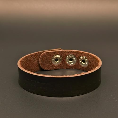 Image of THE MEN THING BLAZEFIT STRAP - 18mm Genuine Leather Bracelet with Stainless Steel Stud Button Closure for Men & Boys (6.6 /7.1 /7.6 inch)