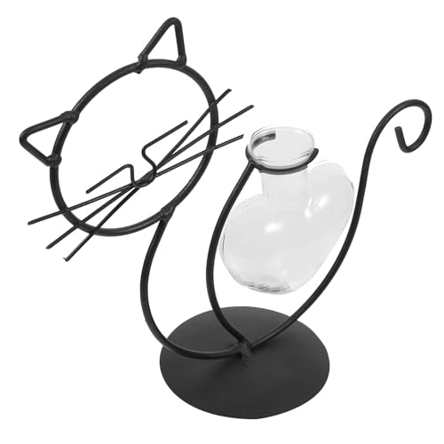 GARVALON Jarrón Hidropónico de Hierro con Marco de Arte para Plantas Florero de Vidrio Decorativo para Hogar y Mesa Adorno Minimalista para y Oficina