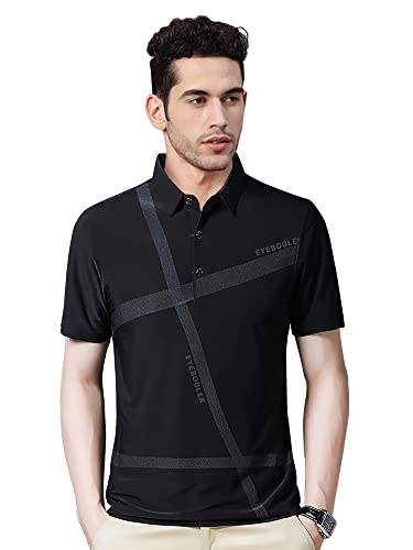 Image of EYEBOGLER Men's Trendy Polo Neck Half Sleeves Printed Regular Fit T-Shirt