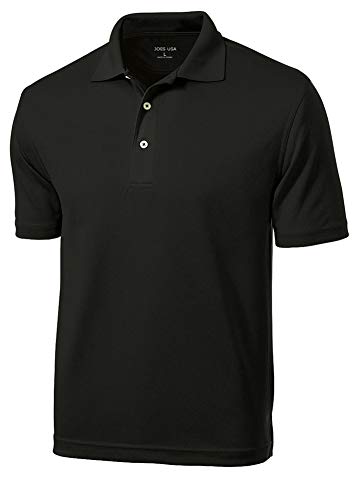 Joe's USA -Mens Tall Dri-Mesh Moisture Wicking Golf Shirt-4XLT-Black