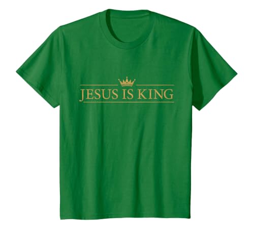 Classic Jesus is King with Crown Christian T-Shirt, Youth, Kelly Green, 3T