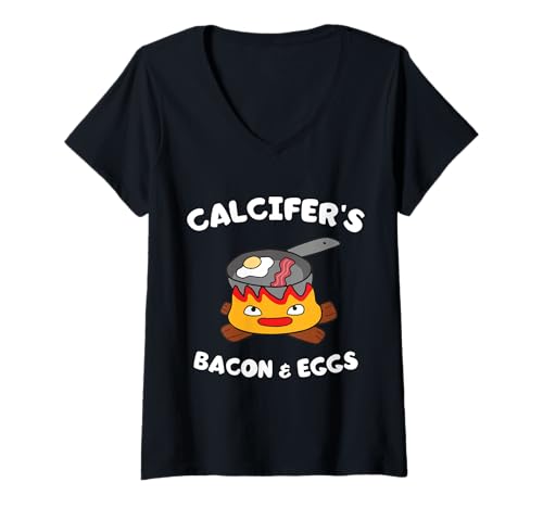 Mujer Cocinero de tocino y huevo de Calcifer - Funny Food lover Camiseta Cuello V