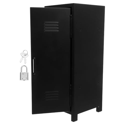 MUCKLILY Armoire MéTallique Verrouillable Noire Compacte 10.83 X 4.33 X 4.33In Meuble De Bureau en Fer avec Serrure Et CléS BoîTe De Rangement SéCuriséE...