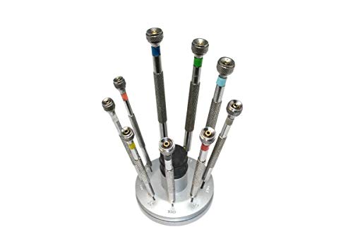 Watch Makers Fine Set of 9 Piece Screwdriver with Fixed Stand