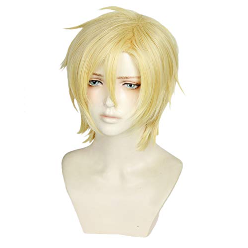 Cosplay Wig Heat Resistant Short Natural Blonde Anime Cosplay wigs Party Christmas dress