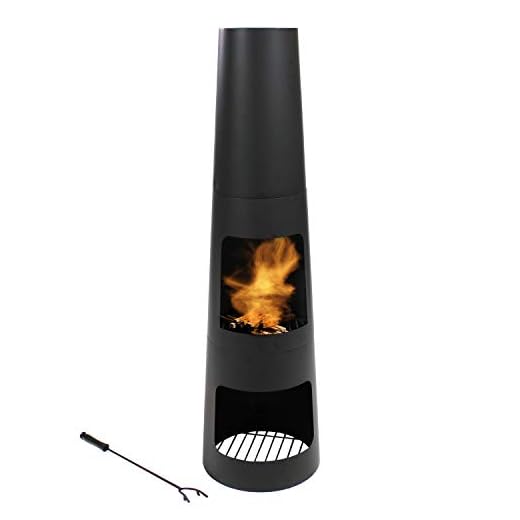 Sunnydaze Steel Outdoor Wood Burning Chiminea Fire Pit with Built-in Log Storage - Heavy Duty Metal Patio and Backyard Modern Fireplace - 49 Inch Tall