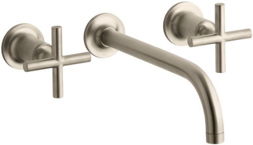 KOHLER K-T14414-3-BV Purist Two-Handle Wall-Mount Lavatory Faucet Trim with 9", 90-Degree Angle Spout and Cross Handles, Valve Not Included, Vibrant Brushed Bronze