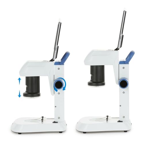 Image of AmScope DM745 Series Digital Microscope for Industrial Inspection - 0.7X-4.5X Magnification - Includes Camera & 9-Inch Screen - Dual LED Lighting - On Track Stand