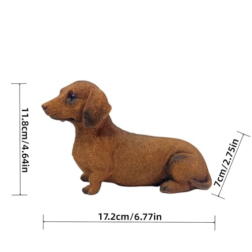 Figura decorativa de resina Dachshund con cabeza inclinada miniatura 6