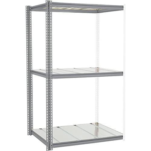 Global Industrial High Cap. Add-On Rack 48Wx24Dx60H 3 Levels Steel Deck 1500lb Per Level Gry