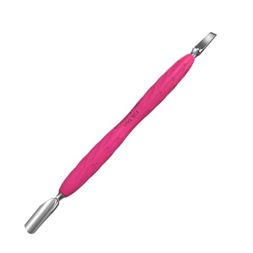 Staleks Pro Manicure Pusher UNIQ 10 Type 5 – Silicone Handle – Narrow Rounded Pusher & Straight Blade