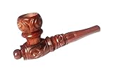 Handmade Artistic Carved Natural Herbal Antique Designer 4 Inch unique Pipe for Gifts