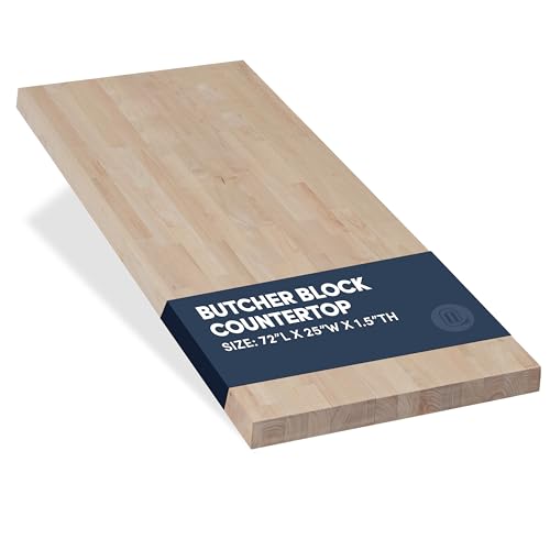 Comparison: Best Butcher Block For Desk 11 AllForWood Solid Wood Butcher Block Countertop, Butcher Block Table Top for DIY Washer Dryer/Island/Kitchen Countertop (Birch Wood - Unfinished, 72''L x 25''W x 1.5''Th)
