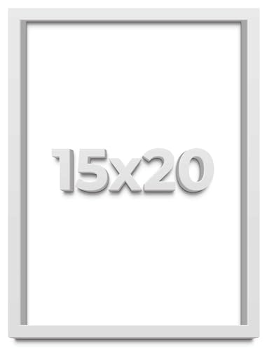 15x20 Shadow Box White Solid Pine Wood Picture Frame with Acid-Free Backing UV Acrylic & Hanging Hardware with 0.75 Inches of Usable Depth and 0.75 Inches Frame Moulding Width