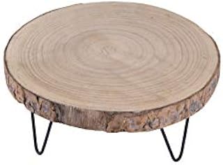Creative Co-Op DA7522 Paulownia Pedestal with Hairpin Metal Legs, 9", Natural Wood Color