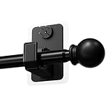 PeSenp 2.0 Pro No Drill Curtain Pole with Adhesive & Invisible Nail 79-138 cm, 16mm Diameter Extendable Curtain Poles for Eyelet Curtains, Black Curtain Rod for Apartments & Dorms - Renter Friendly