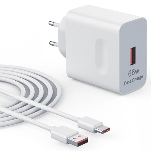 Cargador USB 66W Rápido Compatible con Honor 300 200 100 90, Magic 7 6 5 4 Pro Lite, Pad X9 X8, Huawei Mate 60 50 40 30 Pro, Pura 70 60 50 40 30 Lite con Cable de Carga Tipo C de 6 A 1M