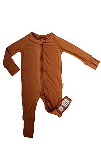 Marlowe & Co Zippered Romper, Convertible Footed to Footless Romper, One Piece Zippered Romper For Baby Boy and Girl (Glazed Ginger, 0-3 Months)