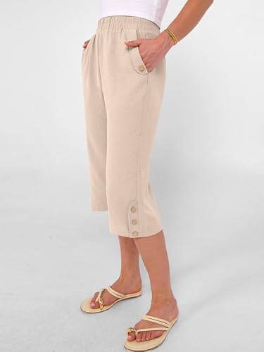 Image of ANRABESS Womens Wide Leg Capri Pants Elastic Waist Casual Loose Lounge Trousers 2026 Summer Flowy Beach Vacation Clothes