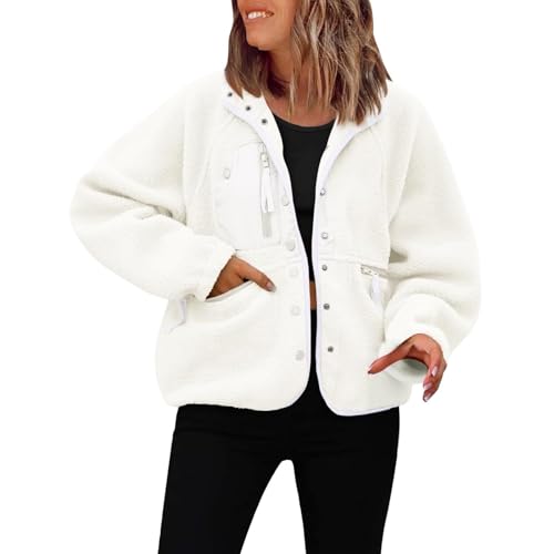Veste en polaire avec poches zippées manteau chaud femme doux