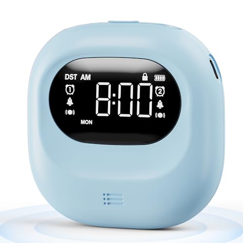 Roxicosly Super Strong Vibrating Alarm Clock for Heavy Sleepers, Small Travel Bed Shaker Clock Under Pillow for Kids Teens Hearing Impaired Deaf, Adjustable Vibration, Cordless, USB Rechargeable