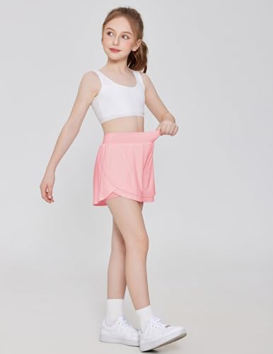 Zaclotre Short esportivo feminino com bolsos, cruzado em camadas triplas, 2 em 1, shorts esportivos
