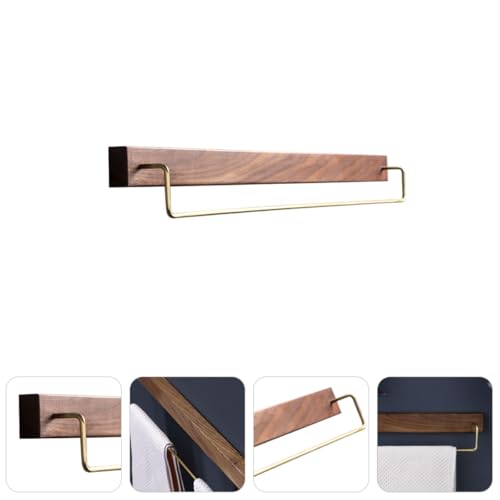 Porte-serviettes mural bois massif noyer grand format avec fixation adhésive pratique