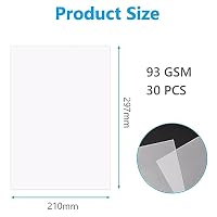 OSDUE 30 Blatt Transparentpapier, 93g DIN A4 Pauspapier weiß & Bedruckbar Tracing Paper, Bastelpapier Laternenpapier Transparent für Skizzieren, DIY-Karten, Verpacken, Zeichnen (210 * 297mm) – Ansicht 2