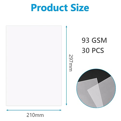OSDUE Tracing Paper, 30 Sheets (93gsm) A4 Clear Drafting Paper for Design Sketching Drawing, Calligraphy - Image 2