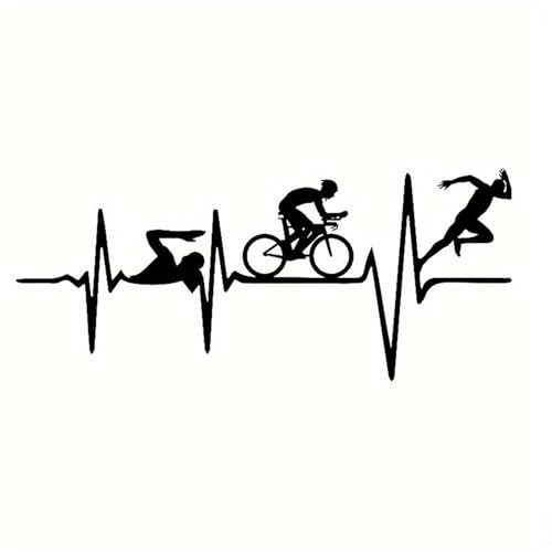 FGLFPXI 1 Pegatina Impermeable Diseño Latido Corazón para Triatlón Ironman, Ideal Cascos Motocicleta, Bicicletas, Portátiles Decoración Exteriores Deportes.